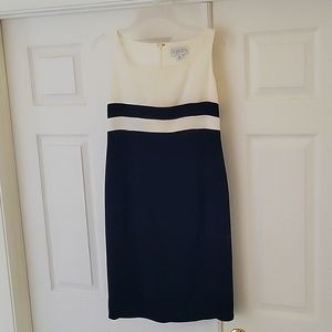 Black & off-white vintage sleeveless shift with boat neck and matching jacket